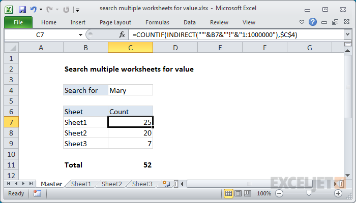  Search multiple worksheets For Value Excel Formula Exceljet